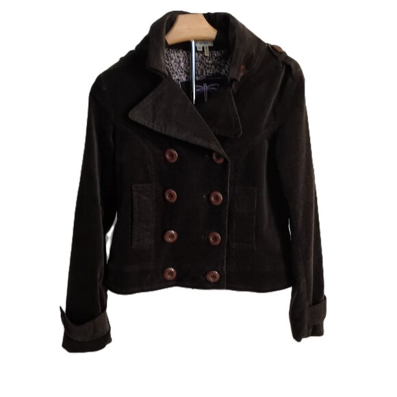 Tyler Boe Jackets & Blazers - Tyler Boe Brown Corduroy Double Breasted Cropped Lined Jacket Women’s Size 8
